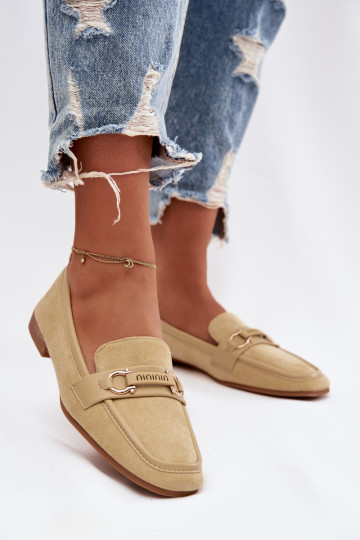 Dames mokassins met decoratieve elementen in gele kleur Evelora 2