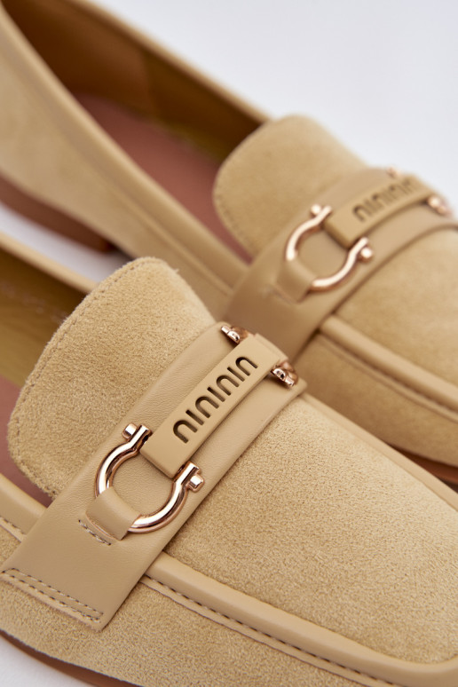 Dames mokassins met decoratieve elementen in gele kleur Evelora