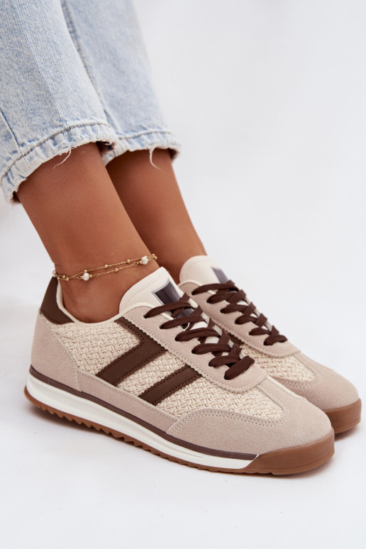 Zandkleurige dames sneakers model „Soretta"