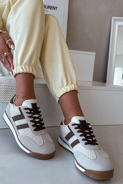 Zandkleurige dames sneakers model „Soretta"