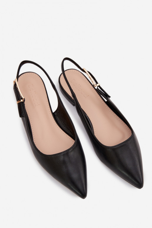 Zwarte Iverelle ballerina's met gouden gespen