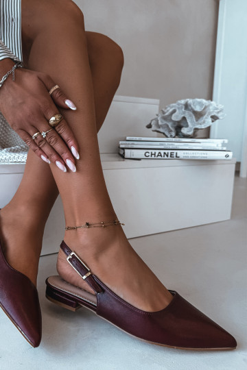 Bordeaux Iverelle ballerina's met gouden gespen 2