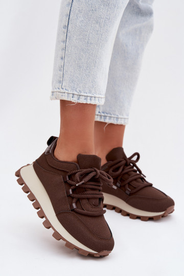 Sportieve schoenen met platform in chocolade kleur Riadella