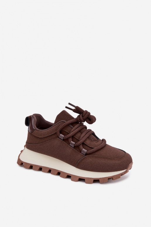 Sportieve schoenen met platform in chocolade kleur Riadella