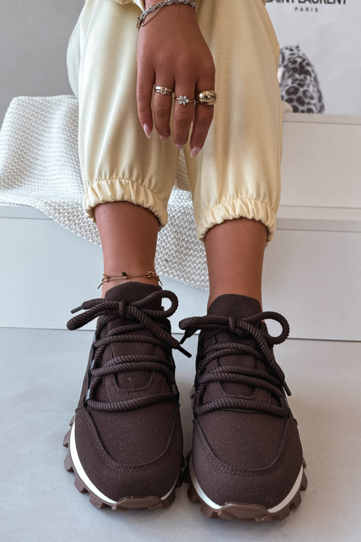 Sportieve schoenen met platform in chocolade kleur Riadella