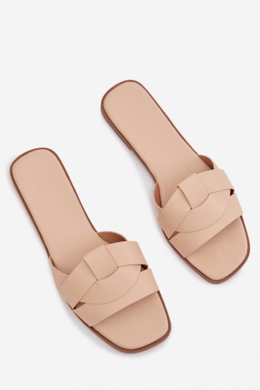Slippers Dames plat Met Strepen beige Het heeftrissae