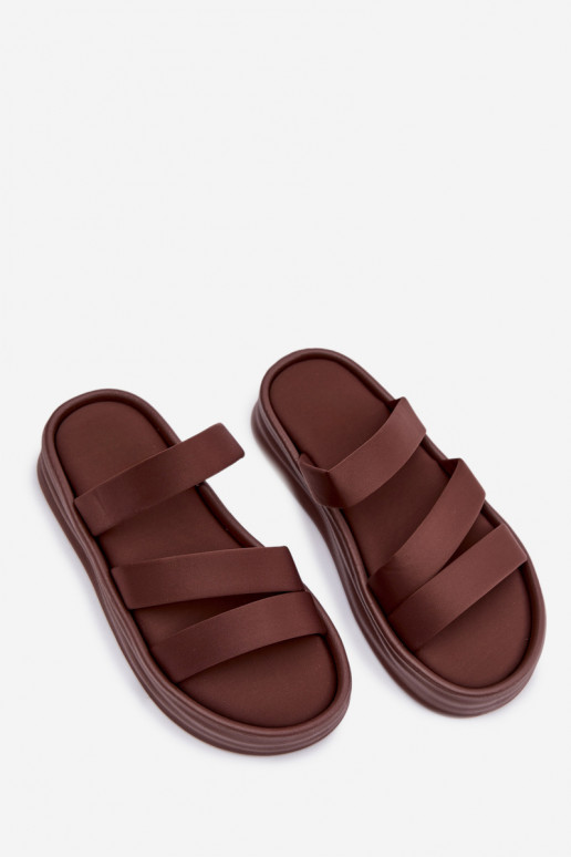 materiaal Damespantoffels met platform Met Strepen CzekoladoIne Liorine