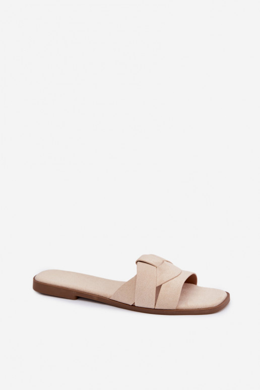 Slippers Dames plat Met Strepen van eco-suèdeoIne ivoor Florane