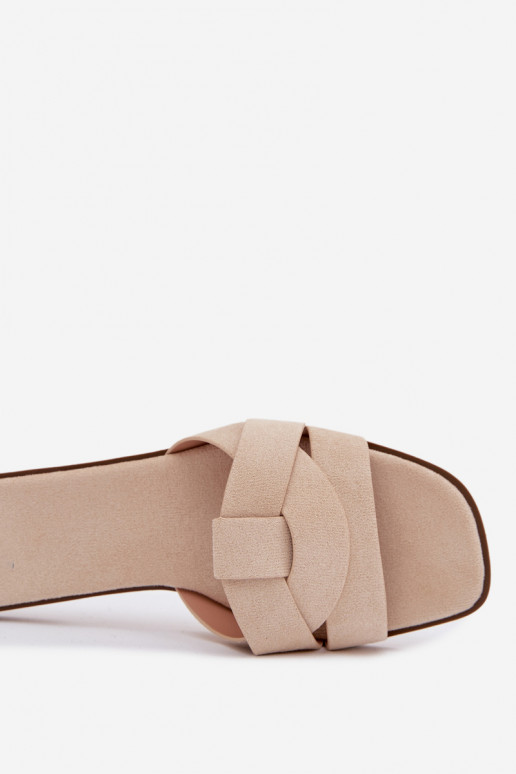 Slippers Dames plat Met Strepen van eco-suèdeoIne ivoor Florane