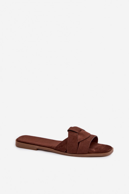 Slippers Dames plat Met Strepen van eco-suèdeoIne CzekoladoIne Florane