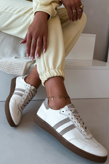 Zazoo N1068 Leer Laag Sneakers model schoenen Dames beige 2