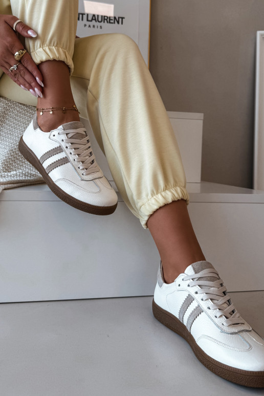 Zazoo N1068 Leer Laag Sneakers model schoenen Dames beige