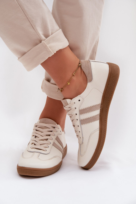 Zazoo N1068 Leer Laag Sneakers model schoenen Dames beige