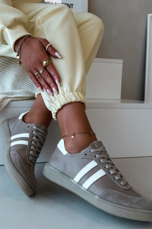 Zazoo N1068 Leer Laag Sneakers model schoenen Dames beige