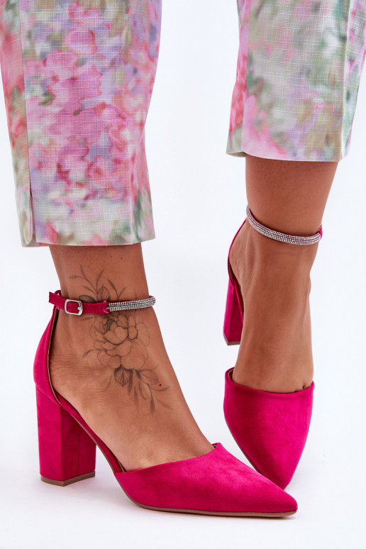 Suede schoenen met sprankelende gaten roze Diamond