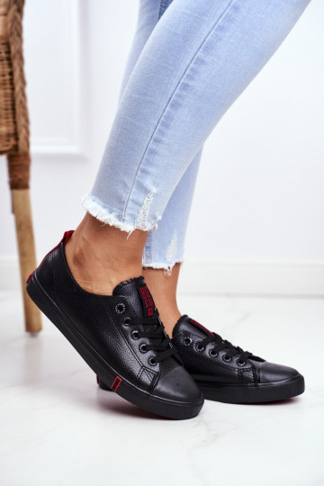 Dames leren sneakers in zwart Big Star GG274007