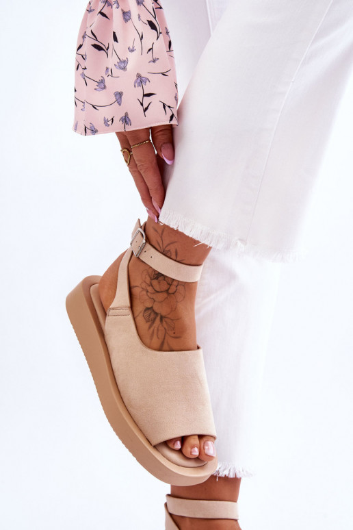 Comfortabele damessandalen met platform beige Rubie
