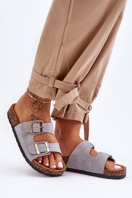 Damesslip-on-slippers Op een kurkzool grijs Cortina