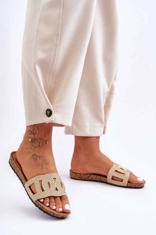 Dames Slippers Versierd Studs beige Evelins