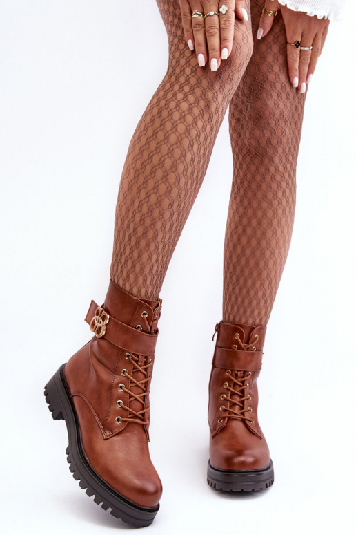 Enkellaarsjes voor Inerknemers Dames met ritssluitingen met ornamenten bruine kleur Ciossava