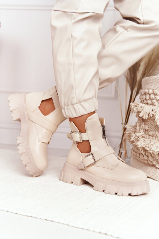 Dames Enkellaarsjes voor Inerknemers met platform beige Cosmic Love