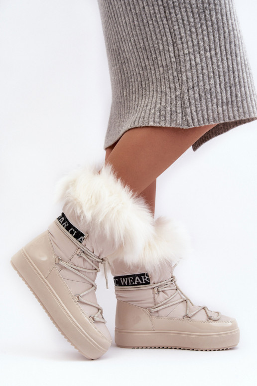 Dames SneeuIn laarzen met veters ivoor Santero