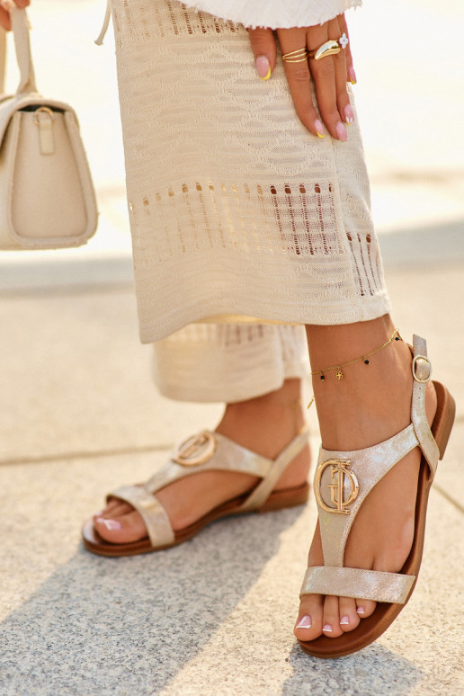 Sandalen voor dames met ornamenten S.Barski KV27-051 gouden kleur