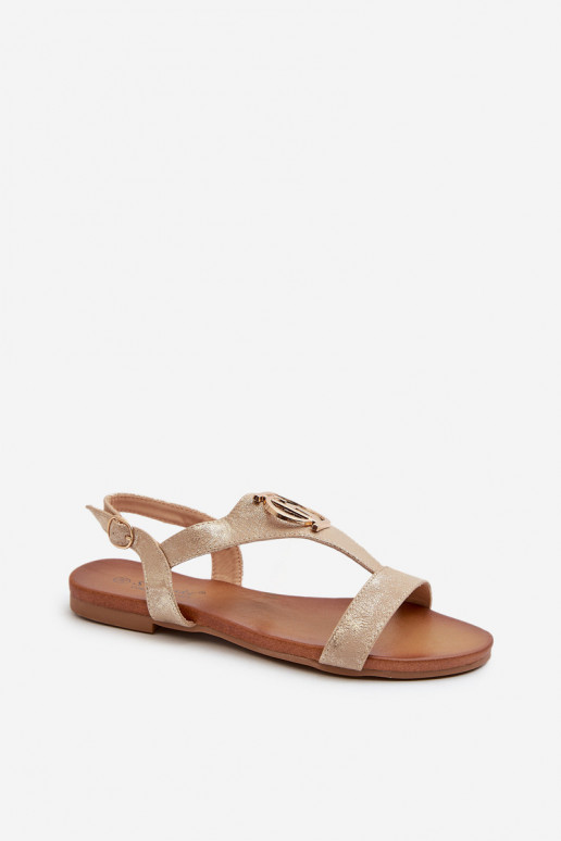 Sandalen voor dames met ornamenten S.Barski KV27-051 gouden kleur