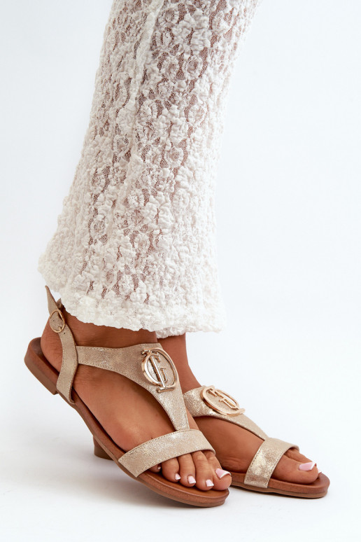 Sandalen voor dames met ornamenten S.Barski KV27-051 gouden kleur