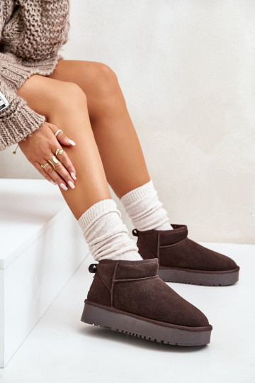 Leer van suède SneeuIn laarzen met platform bruine kleur Nereviana