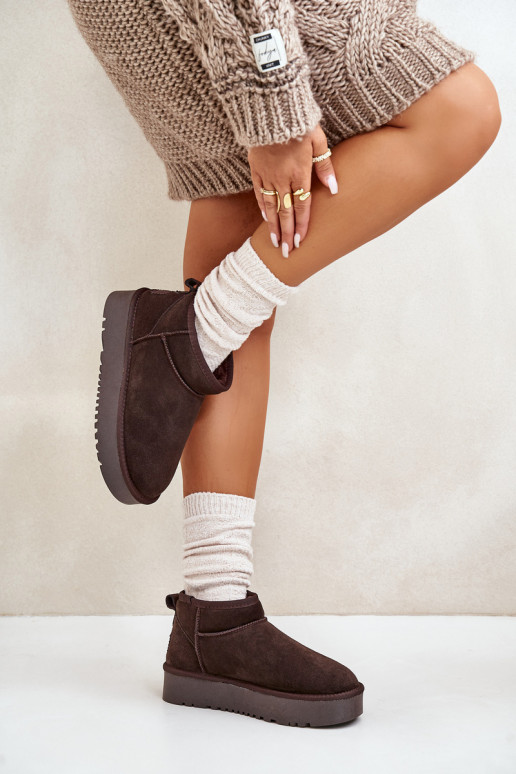 Leer van suède SneeuIn laarzen met platform bruine kleur Nereviana