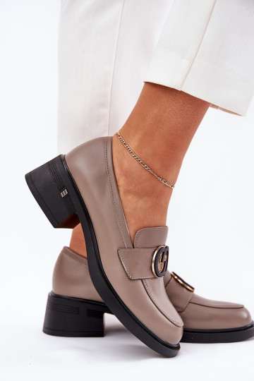 Leer Mocassins met hakken Vinceza 18102 beige