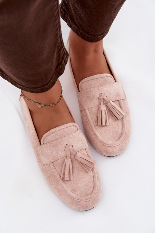 Dames lichtroze mokassins met kwastjes Tai turirilisse