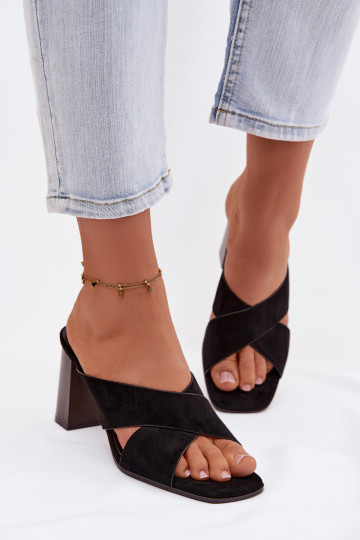 Dames slippers met hakken in zwarte kleur Denessa 2