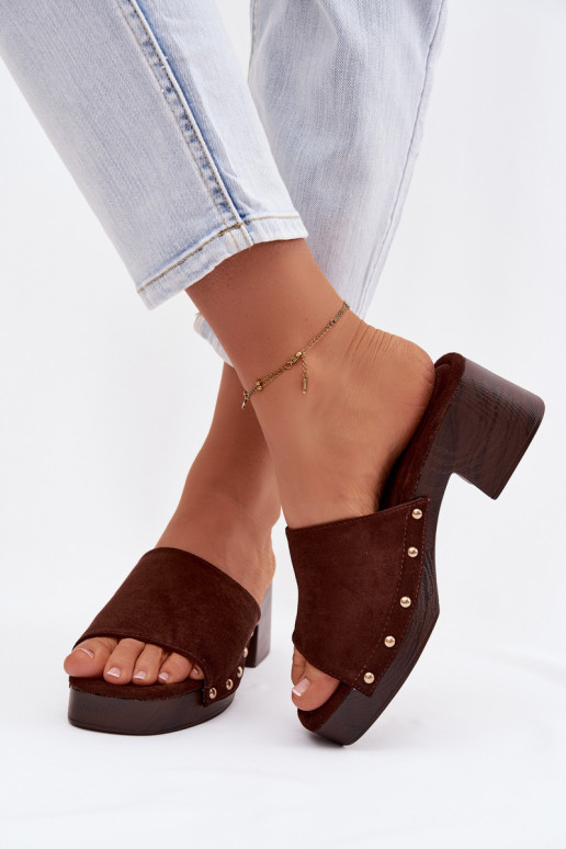 Damespantoffels Op Klok Ze gouden kleurmi Studs CzekoladoIne Davessa