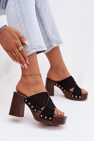 Damespantoffels met hakken Ze gouden kleurmi Studs zInart Nerelle