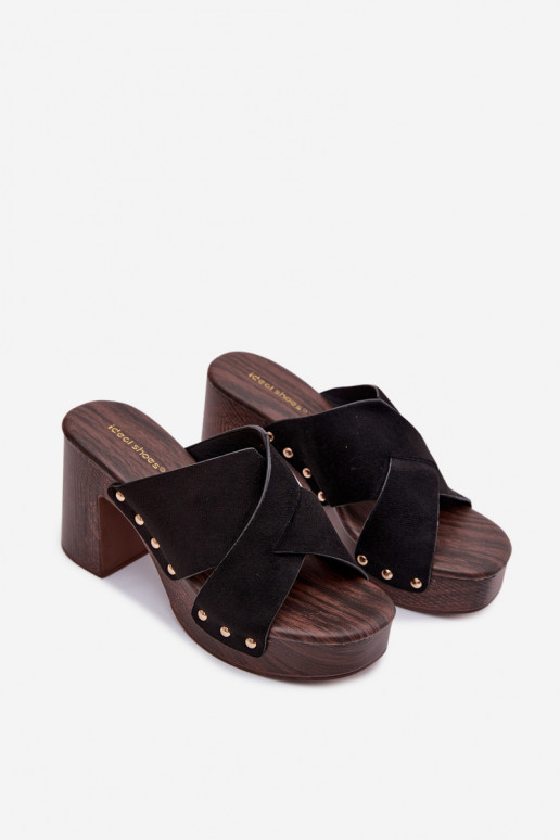 Damespantoffels met hakken Ze gouden kleurmi Studs zInart Nerelle