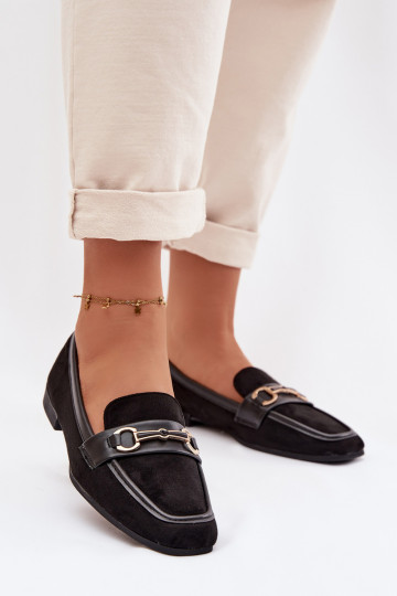 Dames mocassins met ornamenten in zwart Palerina 2