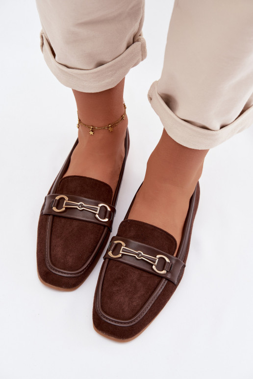 Mocassins dames mocassins met ornamenten bruine kleur Palerina