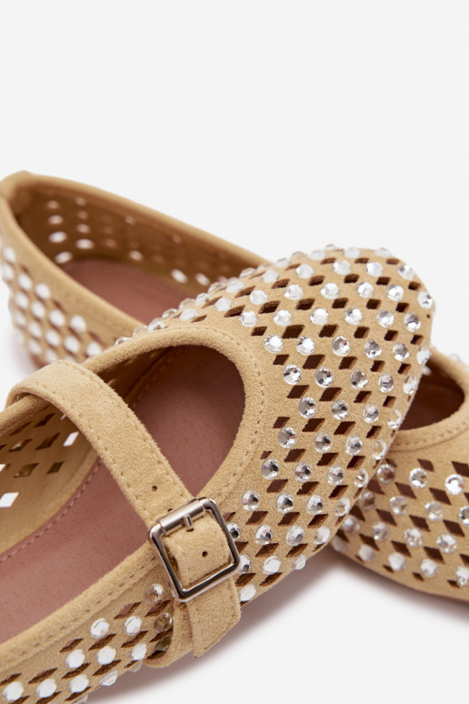 Ballerinas Dames met elementen van opengeInerkt met sprankelende gaten I Strepenem geel INilvessa