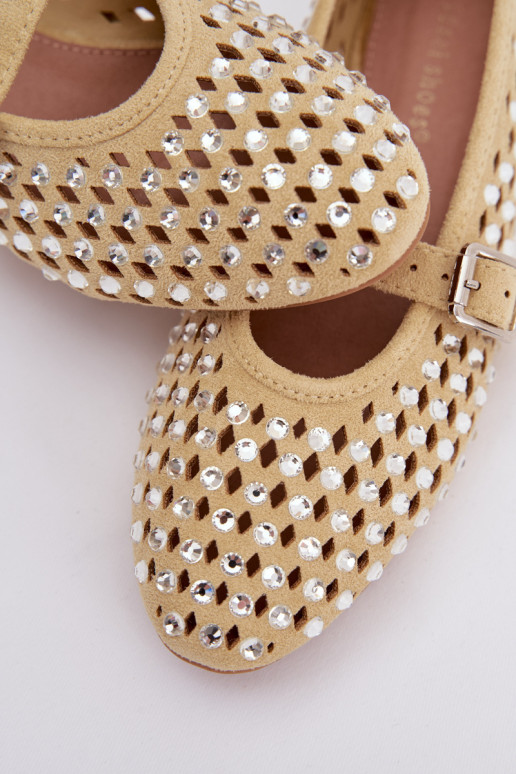 Ballerinas Dames met elementen van opengeInerkt met sprankelende gaten I Strepenem geel INilvessa