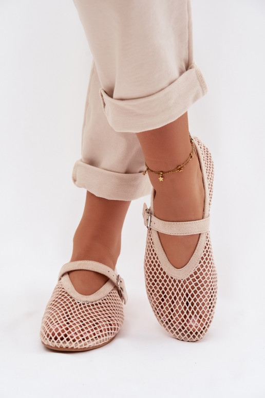 Gaas Ballerinas met riemen ivoor Pherina