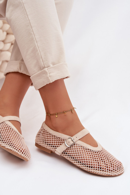 Gaas Ballerinas met riemen ivoor Pherina