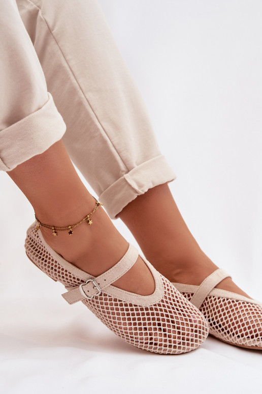 Gaas Ballerinas met riemen ivoor Pherina