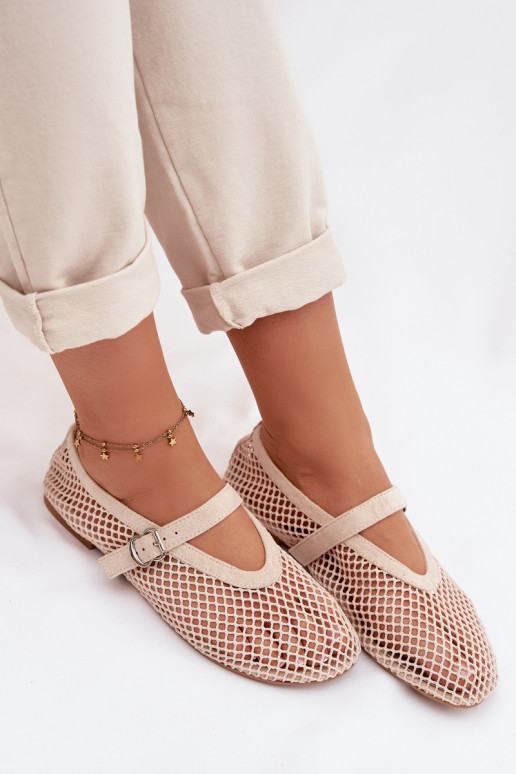 Gaas Ballerinas met riemen ivoor Pherina