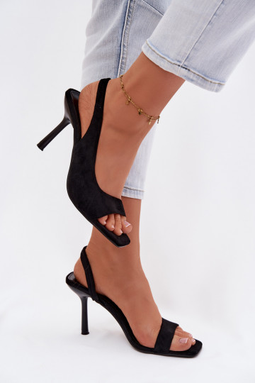 Dames sandalen met dunne hakkenvan eco-suèdeu zInart Calvoria