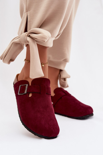 Dames klompen met gespen in bordeaux kleur Delirisse 2