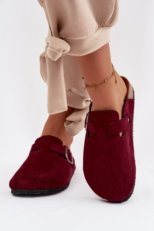 Slippers Klompen Dames met gespen bordeaux Delirisse