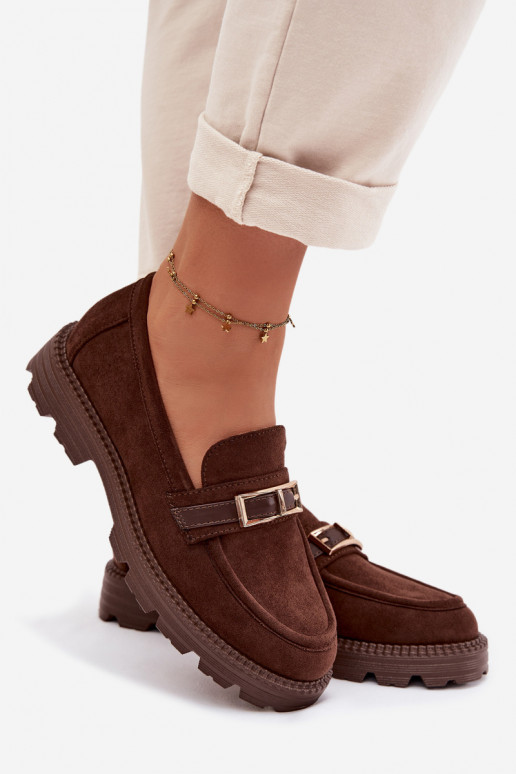 dames mocassins met gouden gespen CzekoladoIne Mirelva