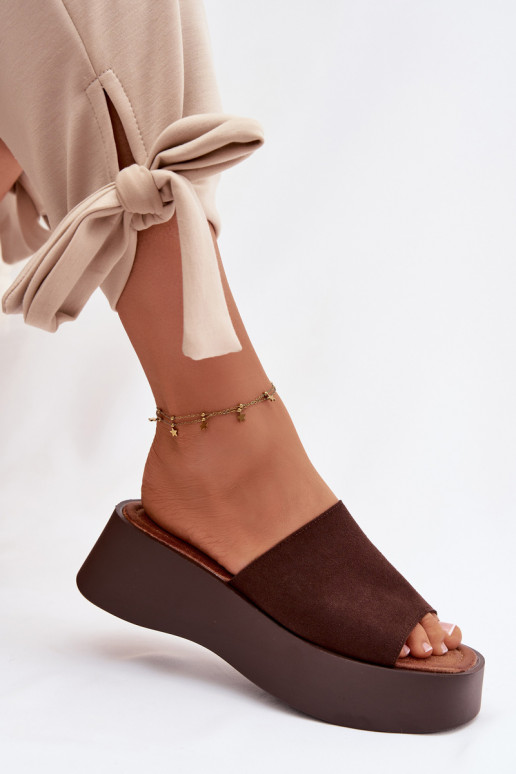 Damespantoffels met platform CzekoladoIne Liorisse